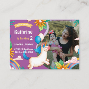 Hand-Drawn Unicorn Photo Birthday Invitation 