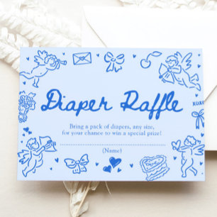 Hand Drawn Valentine Baby Shower Diaper Raffle Enclosure Card