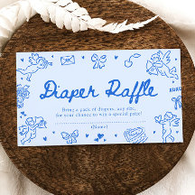 Hand Drawn Valentine Baby Shower Diaper Raffle