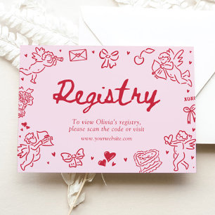 Hand Drawn Valentine Bridal Shower Registry Card