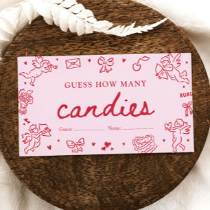 Hand Drawn Valentine Guess How Many Candies Game Enclosure Card