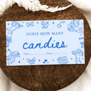 Hand Drawn Valentine Guess How Many Candies Game Enclosure Card