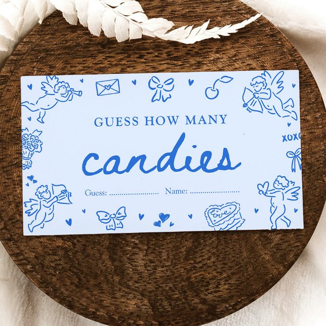 Hand Drawn Valentine Guess How Many Candies Game Enclosure Card (Hand Drawn Valentine Guess How Many Candies Game)