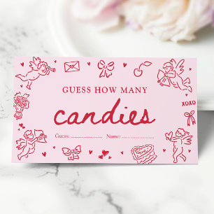 Hand Drawn Valentine Guess How Many Candies Game Enclosure Card