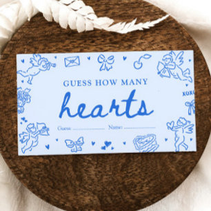 Hand Drawn Valentine Guess How Many Hearts Game Enclosure Card