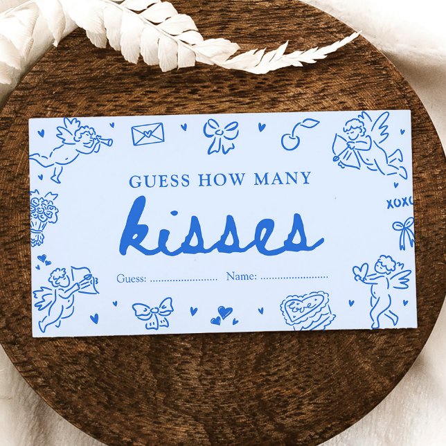 Hand Drawn Valentine Guess How Many Kisses Game Enclosure Card (Hand Drawn Valentine Guess How Many Kisses Game )