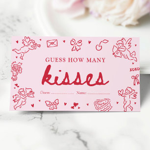 Hand Drawn Valentine Guess How Many Kisses Game Enclosure Card