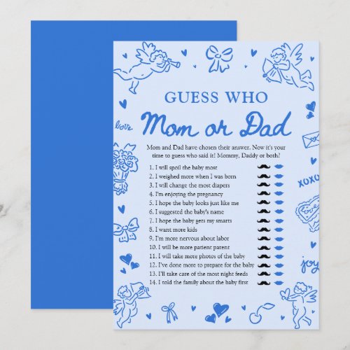 Hand Drawn Valentine Guess Who Mom or Dad Game