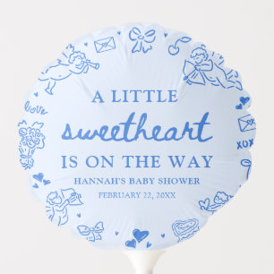Hand Drawn Valentine Little Sweetheart Baby Shower Balloon