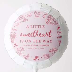 Hand Drawn Valentine Little Sweetheart Baby Shower Balloon