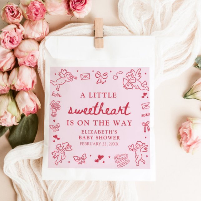 Hand Drawn Valentine Little Sweetheart Baby Shower Favor Bag (Hand Drawn Valentine Little Sweetheart Baby Shower Favor Bag)