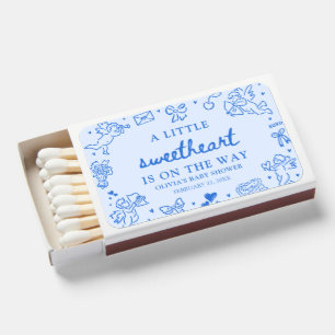 Hand Drawn Valentine Little Sweetheart Baby Shower Matchboxes