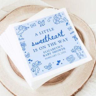 Hand Drawn Valentine Little Sweetheart Baby Shower Napkins