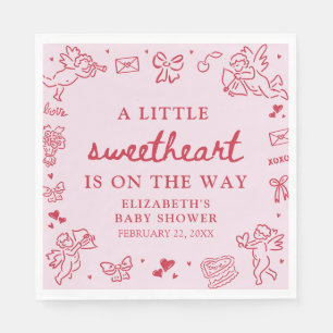 Hand Drawn Valentine Little Sweetheat Baby Shower Napkins