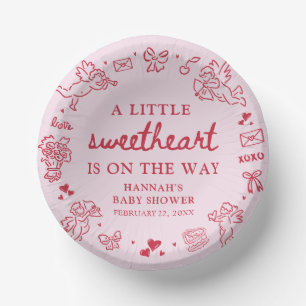 Hand Drawn Valentine Little Sweetheat Baby Shower Paper Bowls