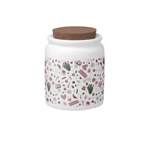 Hand drawn Valentine Pattern Candy Jar