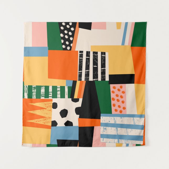 Hand drawn various shapes. Abstract contemporary s Tapestry (Front)