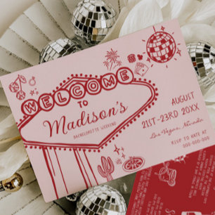 Hand Drawn Vegas Bachelorette Weekend Itinerary Invitation