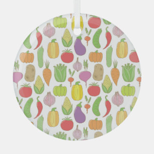 Hand-drawn vegetables, vintage doodle background. glass ornament