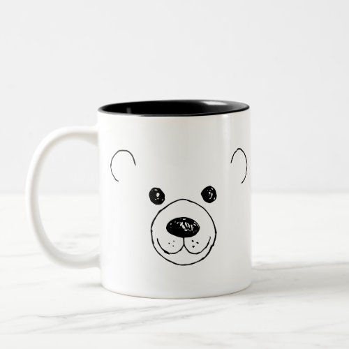 Hand Drawn Very Cute bear The Cutest Bear Art Two_Tone Coffee Mug