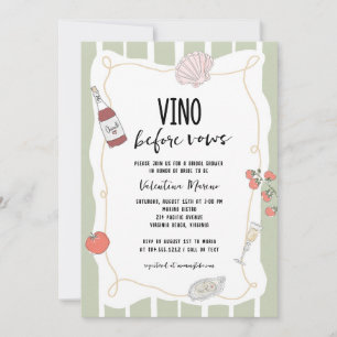 Hand Drawn Vino Before Vows Bridal Shower Invitation