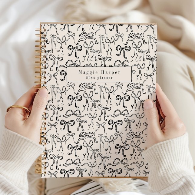 Hand Drawn Vintage Bow Personalized Planner (Creator Uploaded)