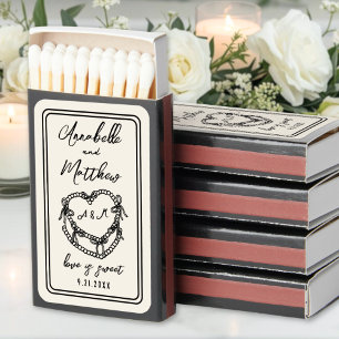 Hand Drawn Vintage Cake Wedding Matchboxes