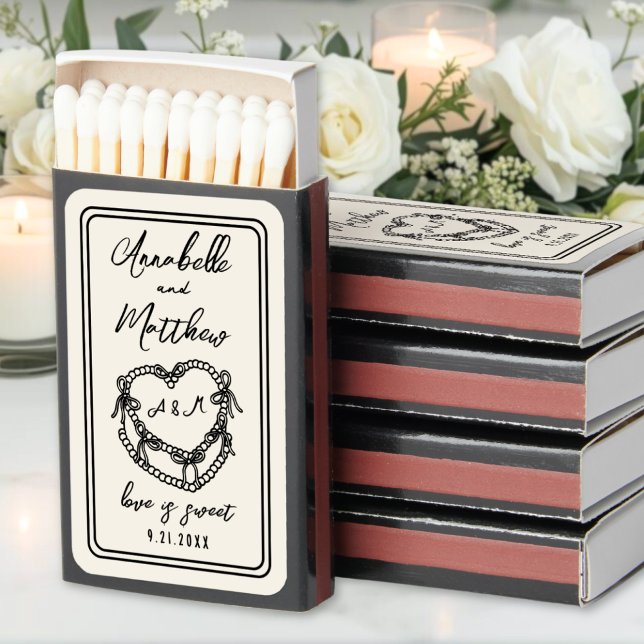 Hand Drawn Vintage Cake Wedding Matchboxes (Hand Drawn Vintage Cake Wedding Matchboxes)