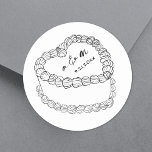 Hand Drawn Vintage Cake Whimsical Wedding Classic Round Sticker<br><div class="desc">Personalized Vintage Cake Wedding Monogram Stickers. These custom round wedding stickers feature a simple vintage-style cake illustration at the center, topped with the couple’s monogram initials and wedding date for a timeless and elegant touch. The minimalist design uses a mix of classic serif and handwritten script fonts, keeping the look...</div>