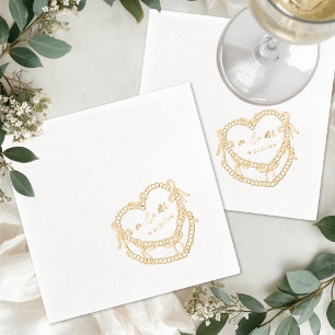 Hand Drawn Vintage Cake Whimsical Wedding Foil Napkins
