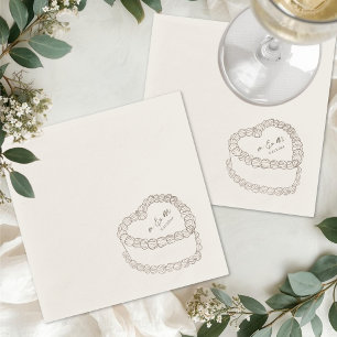 Hand Drawn Vintage Cake Whimsical Wedding Napkins