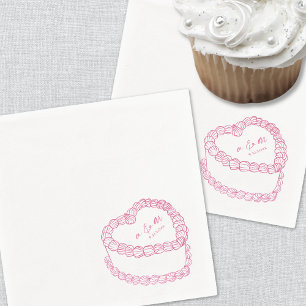 Hand Drawn Vintage Cake Whimsical Wedding Napkins