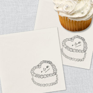 Hand Drawn Vintage Cake Whimsical Wedding Napkins