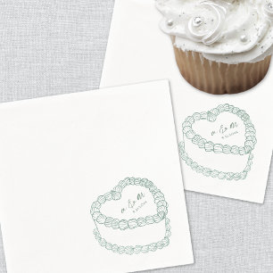 Hand Drawn Vintage Cake Whimsical Wedding Napkins