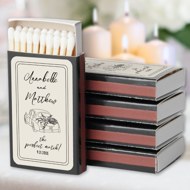 Hand Drawn Vintage Car Wedding Perfect Match Favor (Hand Drawn Vintage Car Wedding Perfect Match Favor)