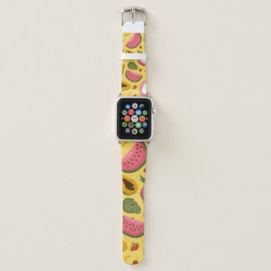 Hand drawn vintage cartoon summer fruits. Seamless Apple Watch Band