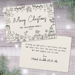 Hand Drawn Vintage Christmas Holiday Card<br><div class="desc">Send holiday cheer with this horizontal flat Christmas card. Styled with an off-white background for a soft vintage vibe, the front keeps it simple and festive with “Merry Christmas” in script, along with your family name and year in clean handwritten text. On the back, there’s space to add a personal...</div>