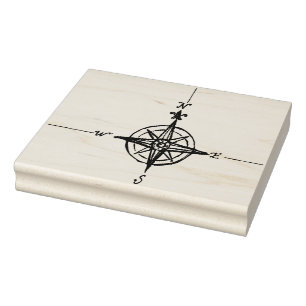 Hand-drawn Vintage Compass Rubber Art Stamp