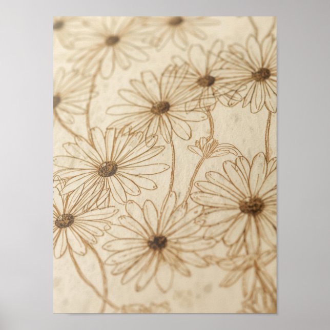 Hand-drawn vintage daisies poster (Front)