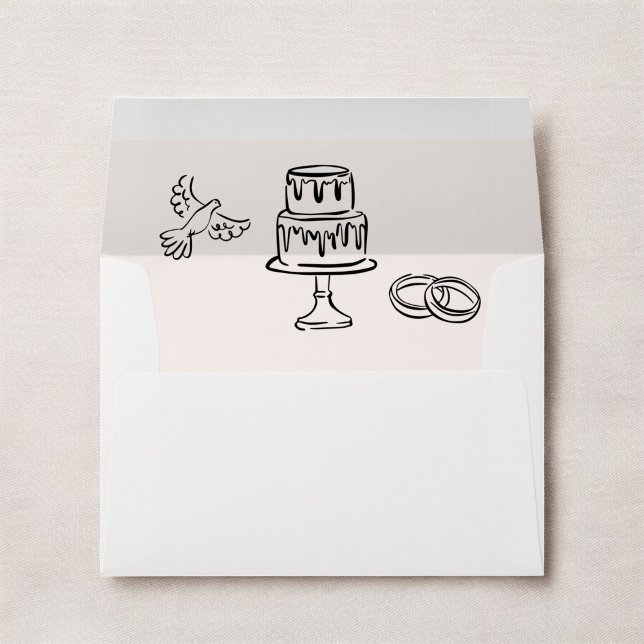 Hand Drawn Vintage French Black Whimsical Wedding  Envelope (Creator Uploaded)