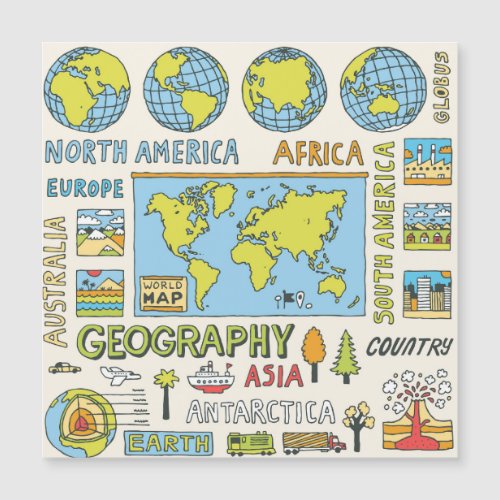 Hand Drawn Vintage Geography Illustration