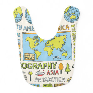 Hand Drawn Vintage Geography Illustration Baby Bib
