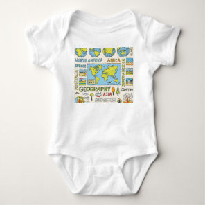 Hand Drawn Vintage Geography Illustration Baby Bodysuit