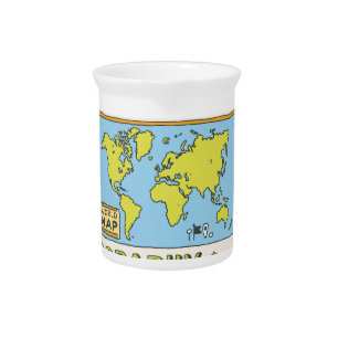 Hand Drawn Vintage Geography Illustration Beverage Pitcher