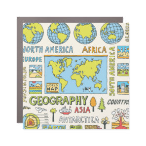 Hand Drawn Vintage Geography Illustration Car Magnet