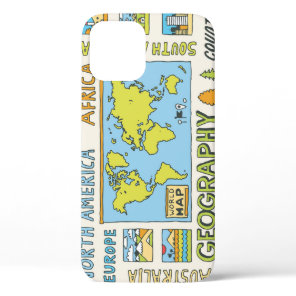 Hand Drawn Vintage Geography Illustration iPhone 12 Case
