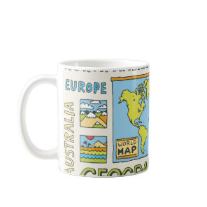Hand Drawn Vintage Geography Illustration Coffee Mug