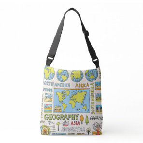 Hand Drawn Vintage Geography Illustration Crossbody Bag