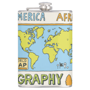 Hand Drawn Vintage Geography Illustration Flask