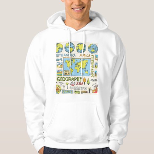 Hand Drawn Vintage Geography Illustration Hoodie